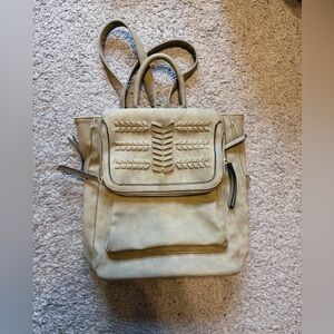 Gray Faux Leather Backpack